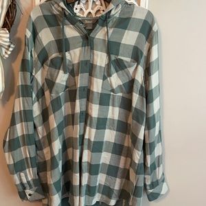 Natural Reflections Hooded Button Down Shirt 1X